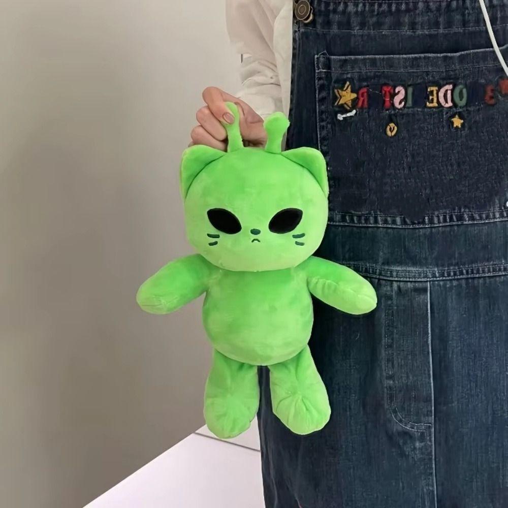 Stuffed Animal Kitten Plushie Dolls Green Space Cat Plushie Alien Cat Plush Toy for Friends
