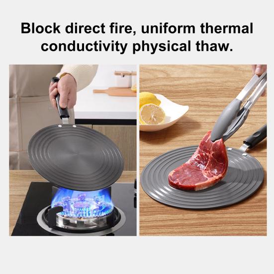 Тепловой диффузор для газовой плиты, алюминиевая термопластина 9/11 дюйма с ручкой, предотвращающей ожоги, поддон для быстрой разморозки, плита для медленного кипячения, кухонная утварь для быстрого размораживания