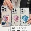 Прозрачный чехол для телефона с цветочным принтом Crystal Rose для iPhone 16E 16 Pro 15 Pro Max 14 13 12 11 Diamond Frame, мягкий силиконовый противоударный прозрачный чехол-бампер