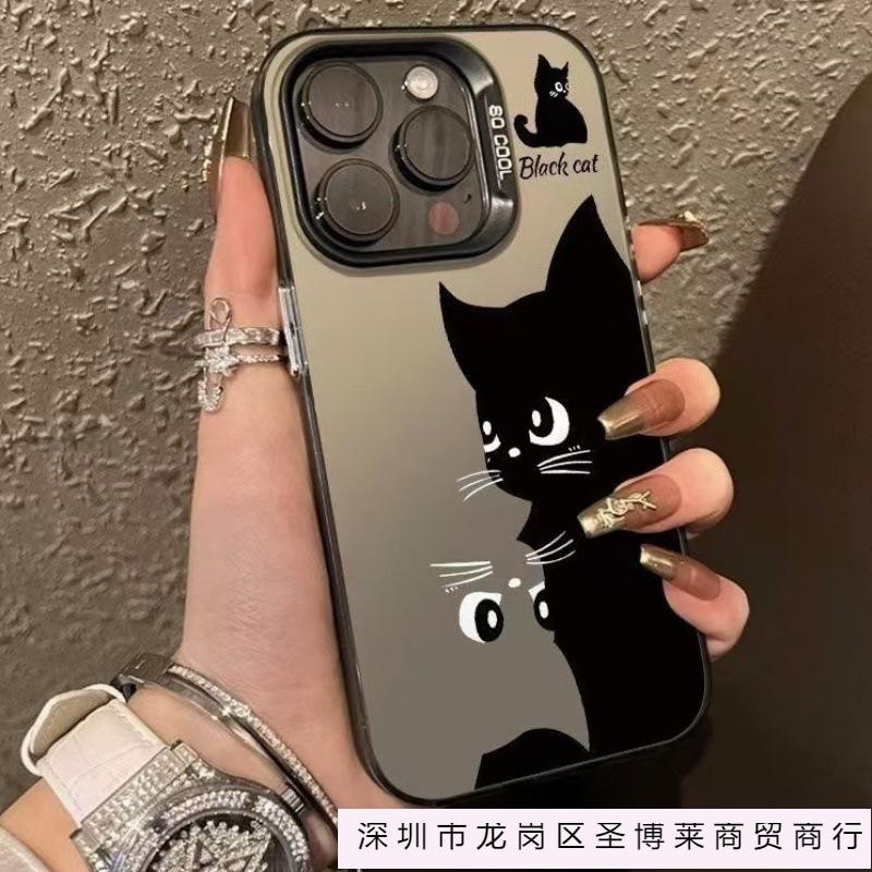 Черный кот подходит для 15plus personality 16promax Чехол для iPhone iphone14 Жесткий чехол 13pro Креативный 12