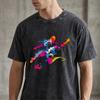 Винтажная стираная хлопковая футболка мужская летняя с коротким рукавом Streetwear Свободная с графическим принтом Цветная с принтом футболиста Повседневный топ