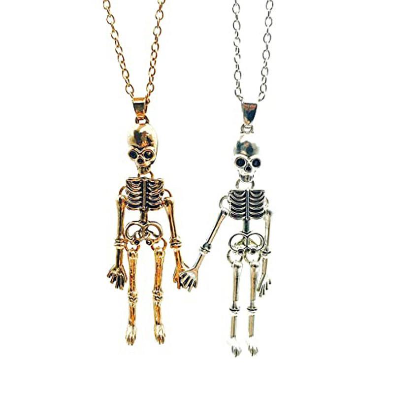 Gothic Skull Pendant Necklace For Couples With Alloy Chain And Magnetic Clasp