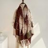 Autumn and Winter New High-end Double-sided Plaid Imitation Cashmere Scarf Women's Versatile Letter Shawl Thickened Scarf