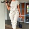 Spring Women's Casual Workwear Short Sleeve Top Tunic Lace-Up Jumpsuit