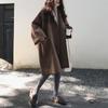 Элегантный шерстяной плащ, зимний женский винтажный ветровка, куртка средней длины, свободный отложной воротник, большие размеры 4XL, кардиган