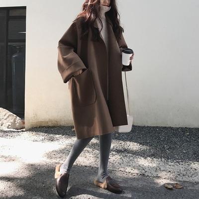 Элегантный шерстяной плащ, зимний женский винтажный ветровка, куртка средней длины, свободный отложной воротник, большие размеры 4XL, кардиган