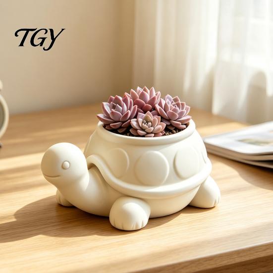Small Succulents Pot for Windowsill 3D Printed Turtle Pot, Cute Animal Planter Indoor Plants, Decorative Desktop Eco Friendly Potted Plant Holder