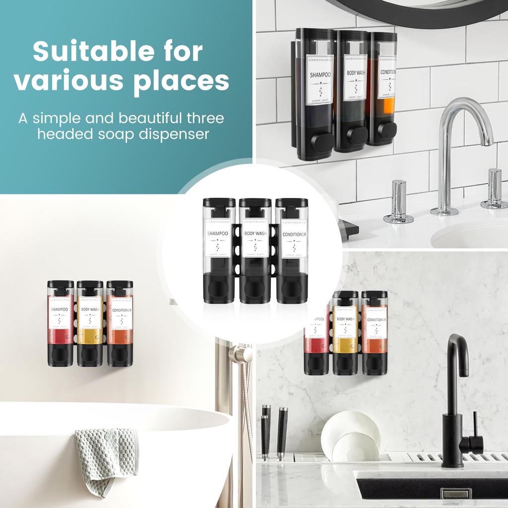 Диспенсер для шампуня для душа, настенный диспенсер для мыла для душа, многоразовая бутылка-дозатор для жидкого мыла, домашние контейнеры для ванной комнаты