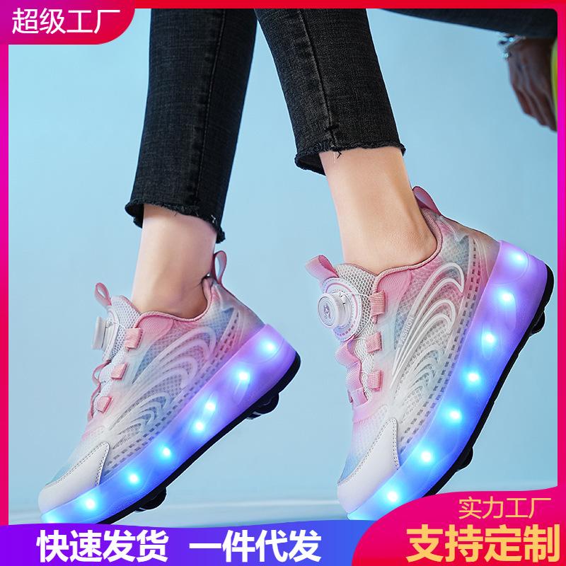 Glowing Shoes Runaway Shoes Kids Deformed Shoes Girls Skates Students Children Rollers Invisible Adult Roller Skates