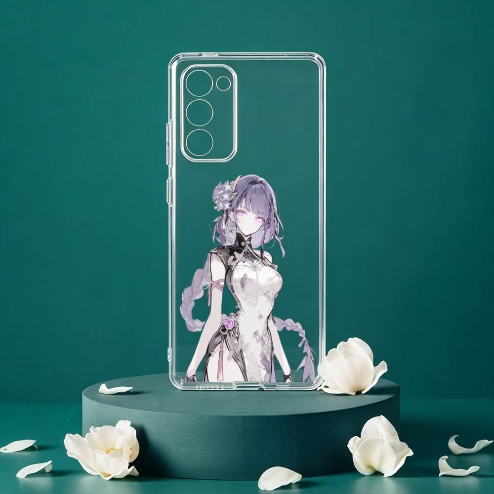 R-Raiden Shogun Genshin Чехол для телефона Samsung Galaxy S24 S25 S23 S22 S21 Plus S24 S25 Прозрачный чехол