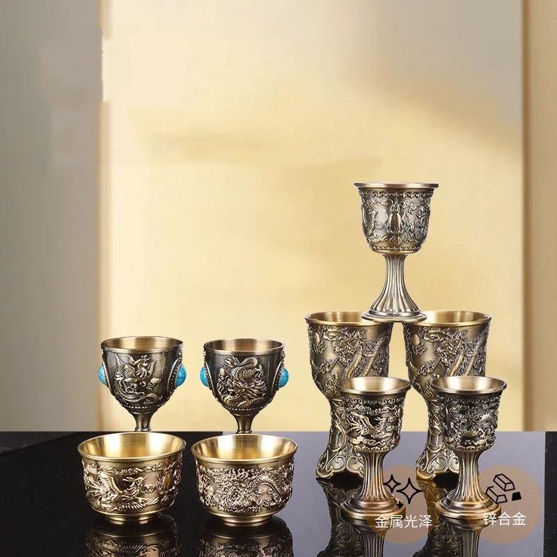 Легкий Роскошный Гравированный Бронзовый Винный Бокал – Винтажный Бокал для Белого Вина на Высокой Ножке для Дома, Вечеринки и Бара