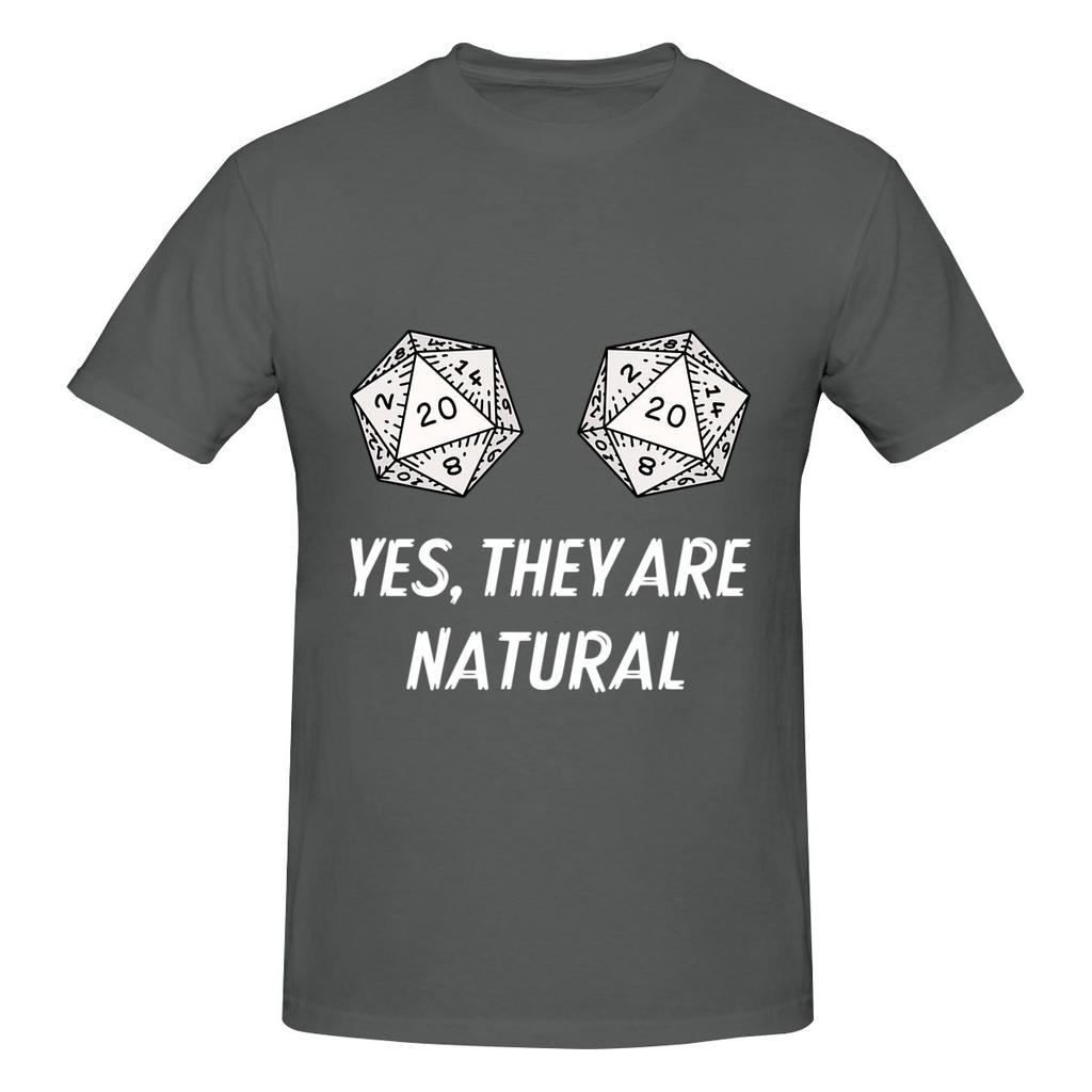 Yes They Re Natural D20 20 Dice Funny Rpg Gamer Vneck Tshirt Daily Lazy Quickdrying Tees