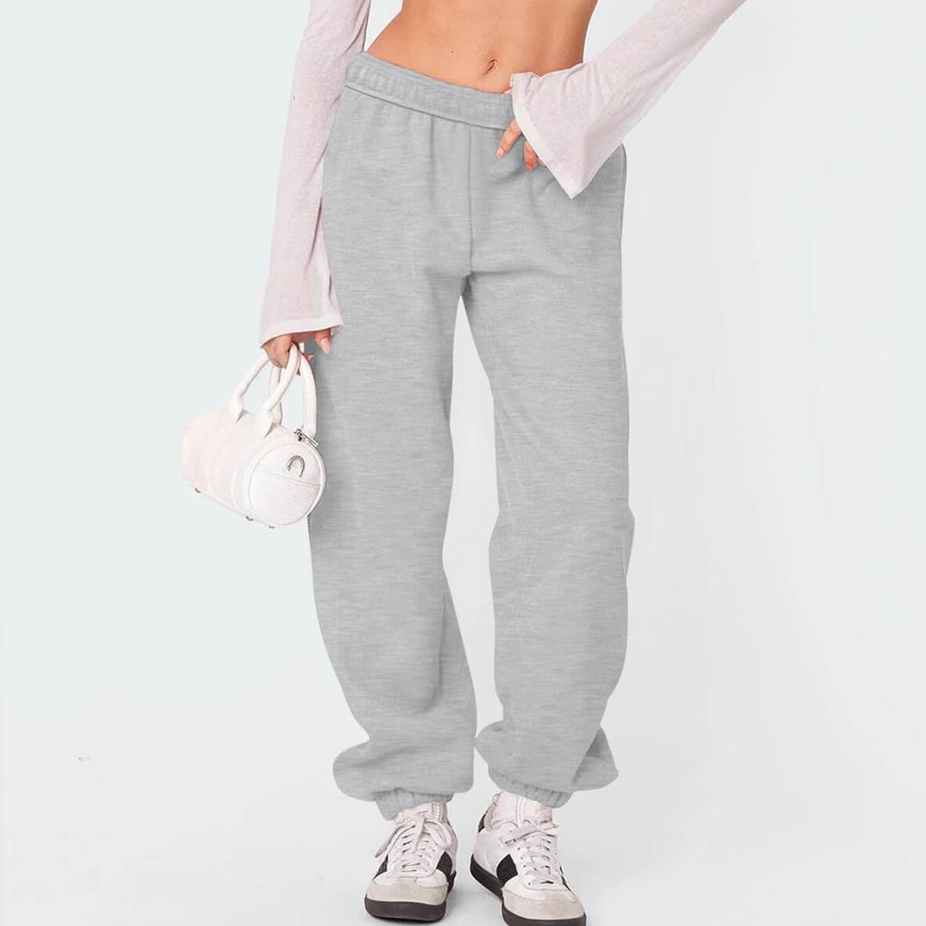 Женские флисовые спортивные штаны Зимние спортивные штаны с высокой посадкой на кулиске Мешковатые штаны-джоггеры