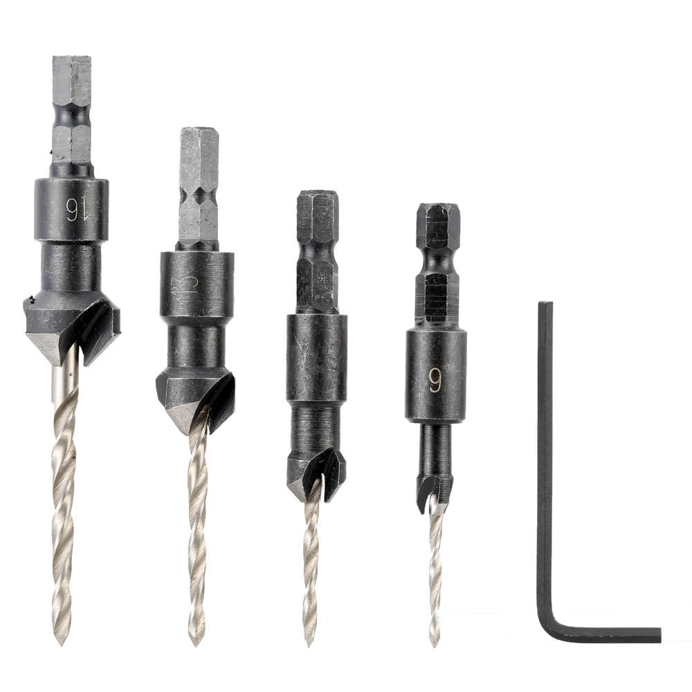 4-Piece HSS Hole Saw Drill Bit Set 3/10/13/16mm Woodworking Cutting Tool Kit