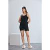 Viscose Knitted Shorts Rope Strap Lace Pajama Set Black