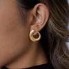 Uworld Minimalist Classic 18K Gold Color Plated Ribbed C-Shaped Earrings Hypoallergenic Waterproof Stainless Steel Women Jewelry