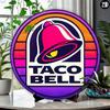 Винтажная металлическая настенная табличка в стиле Taco Bell, 8x8 дюймов, круглая, алюминиевая, декоративное искусство, легко повесить