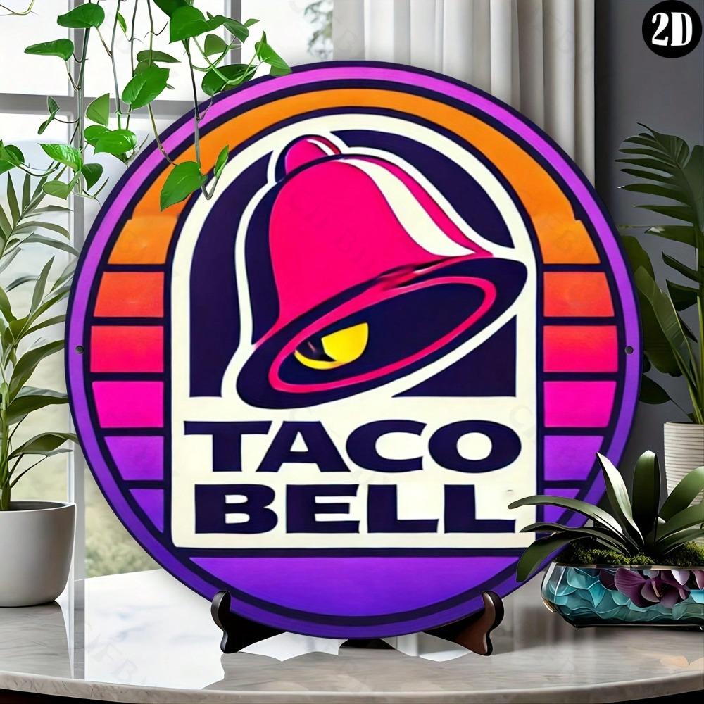 Винтажная металлическая настенная табличка в стиле Taco Bell, 8x8 дюймов, круглая, алюминиевая, декоративное искусство, легко повесить