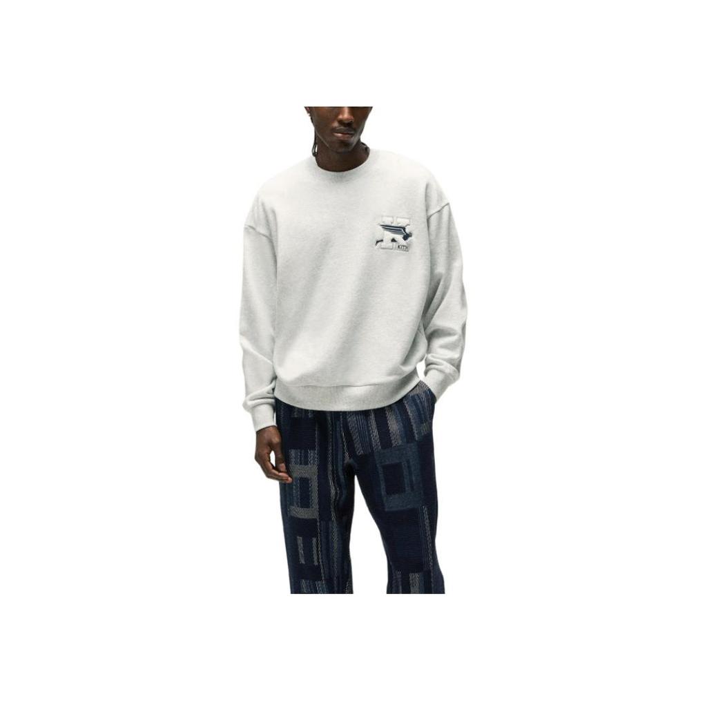 Kith Ss25 Flight Logo Nelson Comfortable Versatile Pullover Crewneck Sweatshirt Men Sweatshirt Light-Stone-Grey KHM033305-002