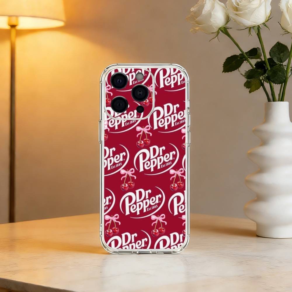 Бренд вишневого напитка D-Dr P-Pepper Чехол для телефона для iPhone 17 16 15 14 13 12 11 Mini Pro Max Plus Прозрачная крышка