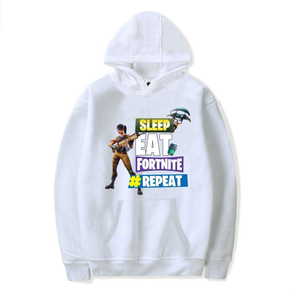 Printed Game Fortnite Sleep Eat Fortnite Repeat Casual Long Sleeve Hoodie Cotton
