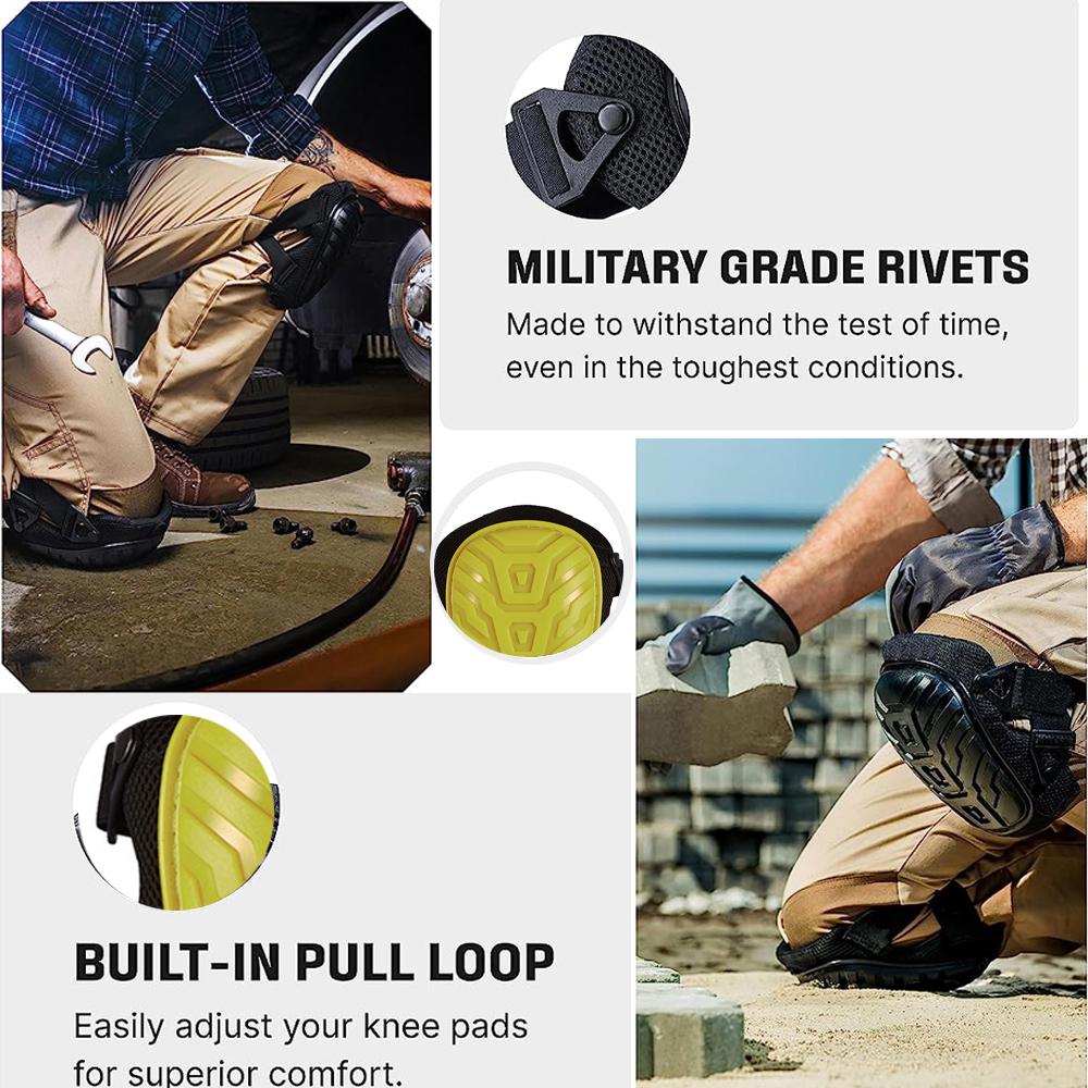 Профессиональные наколенники для работы - Сверхпрочные наколенники с гелевой конструкцией и пенопластовой подкладкой, с прочными ремнями - Удобная защита коленей