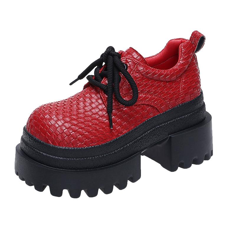 Модный дизайнер Новые осенние женские плетеные кожаные кроссовки Туфли-лодочки 9 см Высокая платформа Повседневная обувь Толстая подошва Обувь для ходьбы Zapatos Mujer
