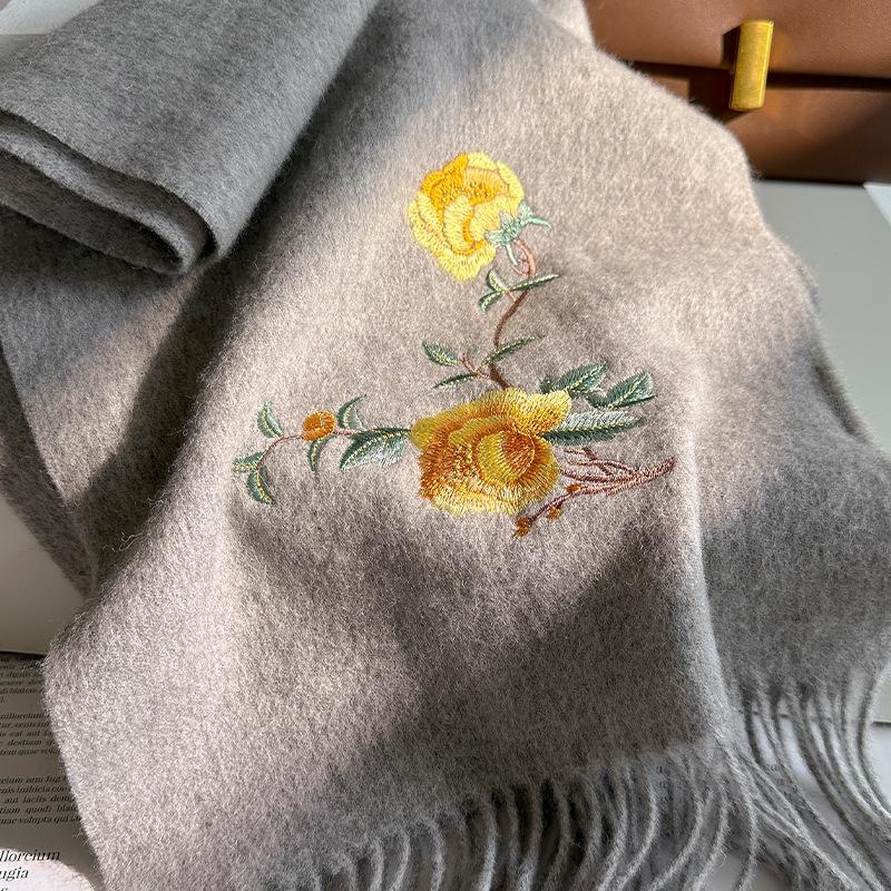 100% Wool Winter Scarf For Women Long Warm Cashmere Scarves Hijab Solid Lady Shawl Wrap Female Pashmina Bandana Head Scarfs New