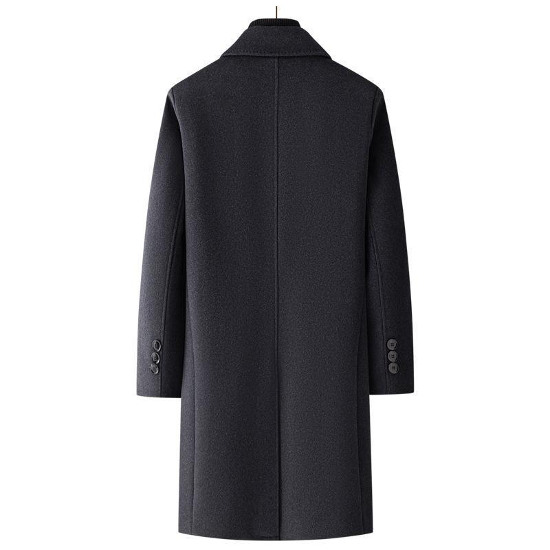 Winter Men's Woolen Coat Business Casual Long Plush Thickened Woolen Coat