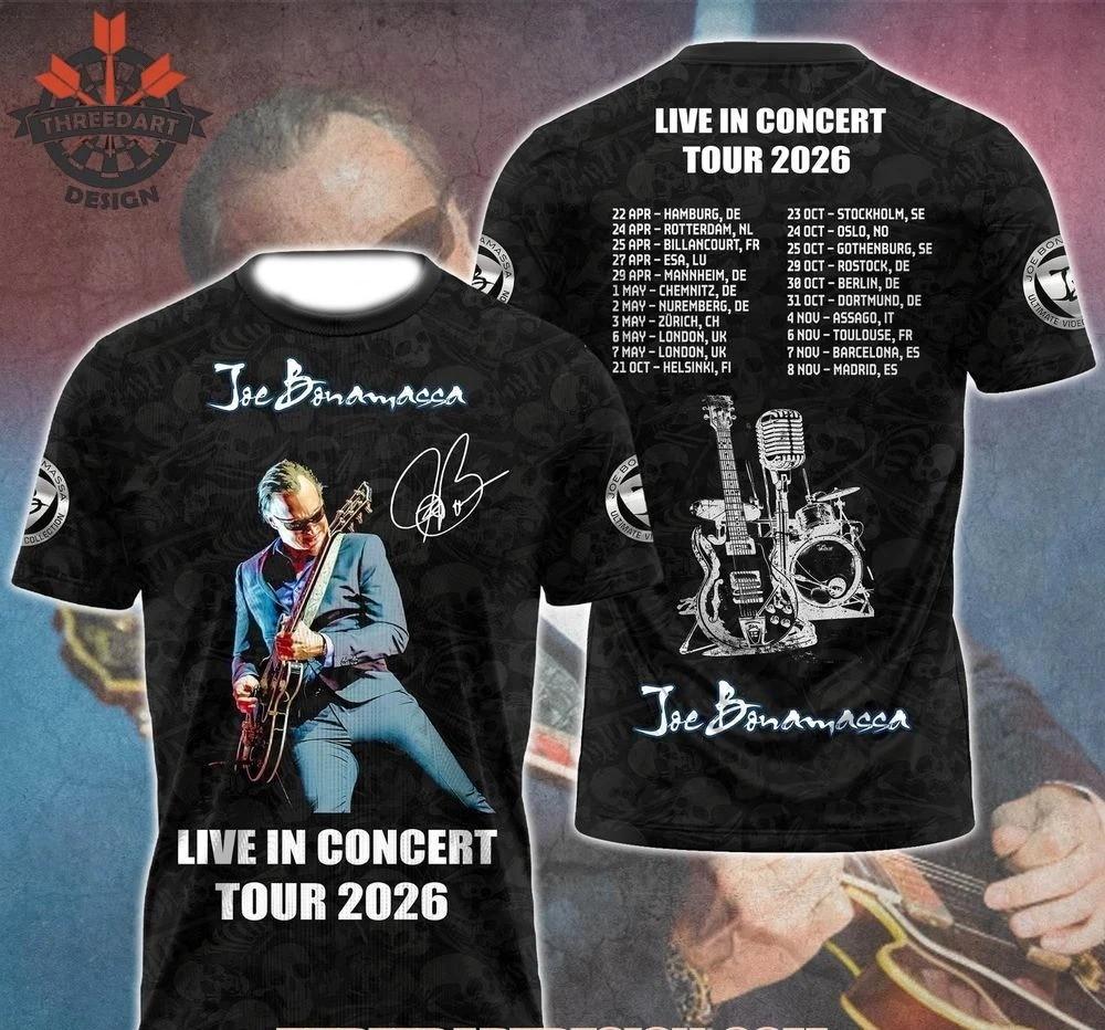Joe Bonamassa Тур 2026 3D Полноразмерная Футболка Подарок для Фаната PP2909
