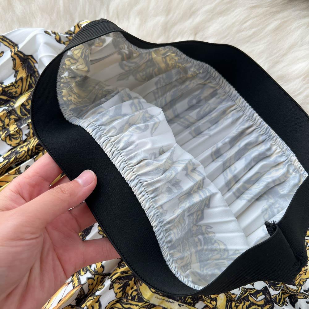 Этнический стиль костюм-двойка женский летний темперамент короткий топ-футболка с принтом юбка плиссе с высокой талией