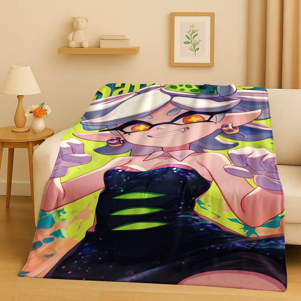 HD Splatoon Game Cartoon Flannel Blanket,Ultra Soft Warm Plush Throw for Home Bedroom Bed Sofa Cover Office Travel Picnic Kids
