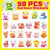 50Pcs Cute Animal Stickers Self-Adhesive Removable Waterproof Easy-Peel Laptop Scrapbook Notebook Skateboard Decals