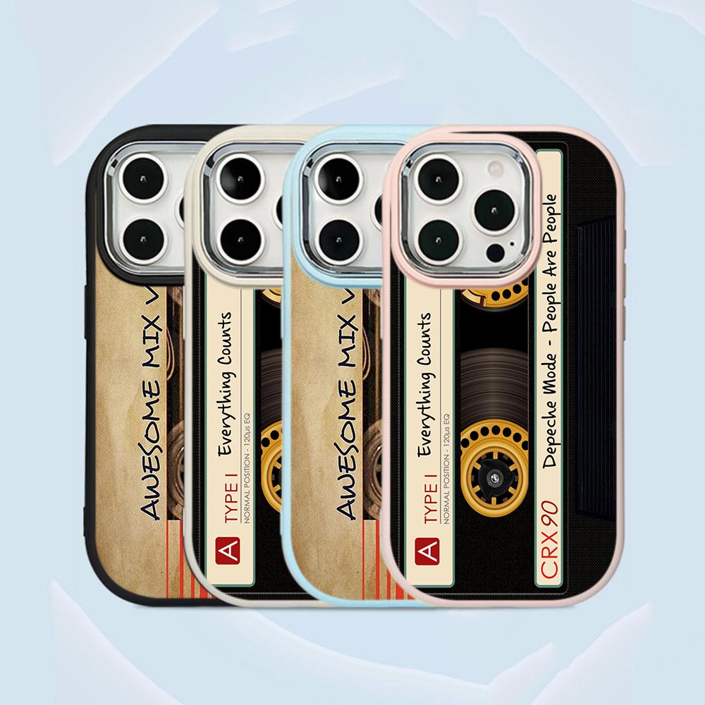 For iPhone 13 14 15 Pro Max Samsung Galaxy A14 A15 A24 Xiaomi 13T Redmi 12C Soft Chubby Phone Case A19 Original Retro Cassette Tape Art TPU Cover