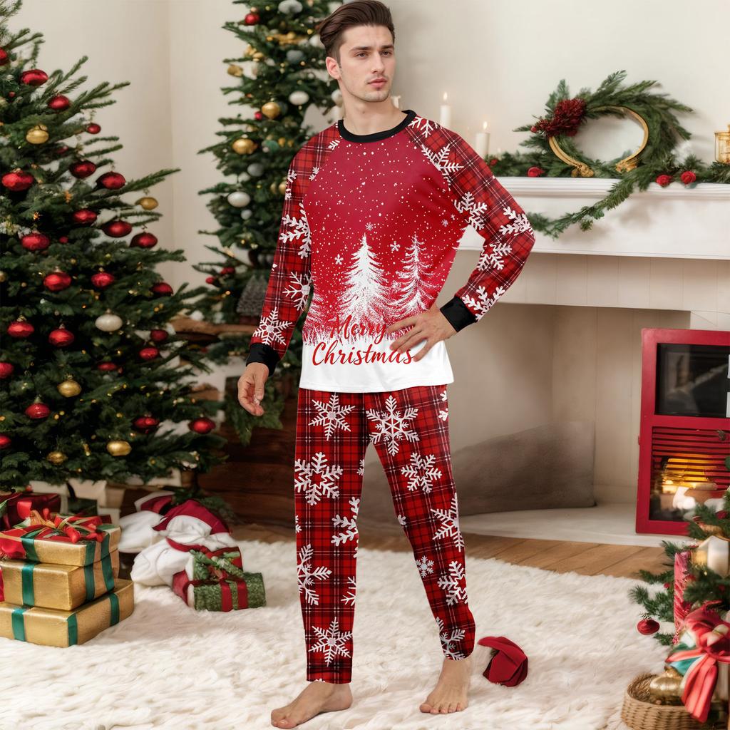 Christmas Print Cute Family Set Pajamas, Home Clothes, Family Set Long Sleeve Top Pants Set