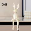 Sitting Rabbit Figurine Long Ears Bunny Resin Statue Sculpture Home Office Bookshelf Desktop Animal Decoration Ornament