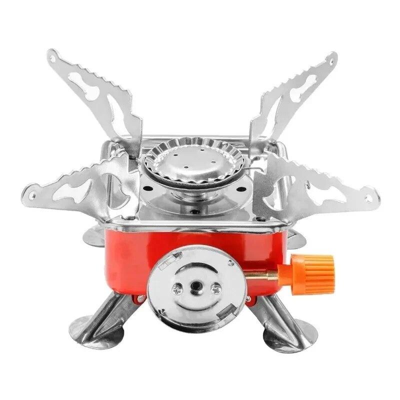 Outdoor Four Square Stove Gas Stove Portable Folding Cassette Stove Camping Stove Picnic Kettle Cooking Utensils