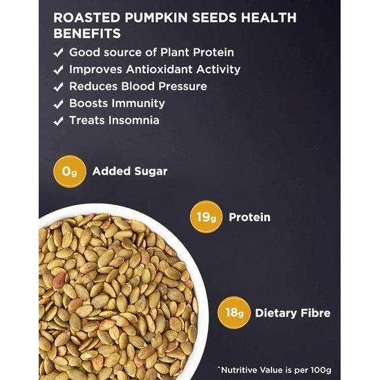 Roasted Pumpkin Seeds 500g by True Elements - Protein Snacks | Pumpkin Seeds for Eating | Immunity Booster Seeds | Fibre Rich Superfood