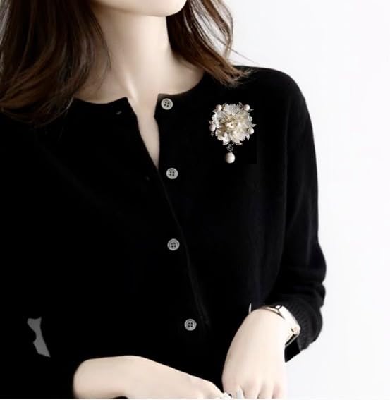 Pearl Seashell Cherry Blossom Zircon Sparkling Diamond Flower Chest for Entrance Gift for Gift Box Included Brooch, Women's Corsage, Decoration,