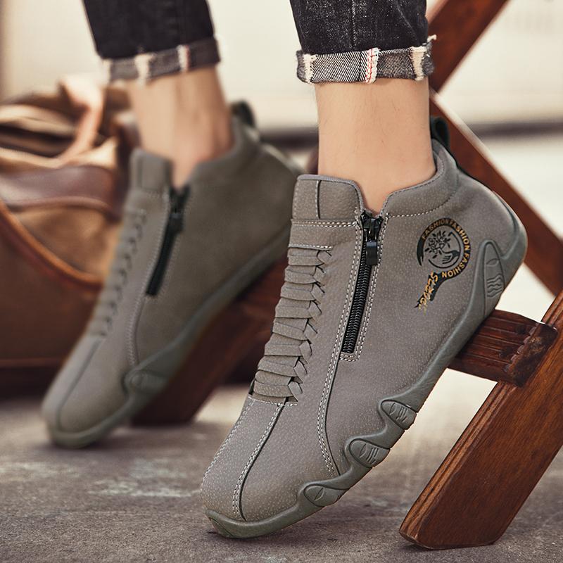 Сплошные мужские туфли для вождения, весна и осень, новый стиль, дышащая мужская обувь в горошек, кроссовки, деловая обувь, рабочая обувь, зимняя мужская обувь