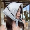 Xiaoxiangfeng new black and white floral lace bag head triangle scarf women's summer thin scarf short small versatile