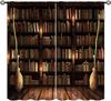 Ретро шторы для книжной полки, винтажный узор с изображением книг из библиотеки, оконные шторы, 2 панели, с карманчиком для штанги, для декора спальни, гостиной