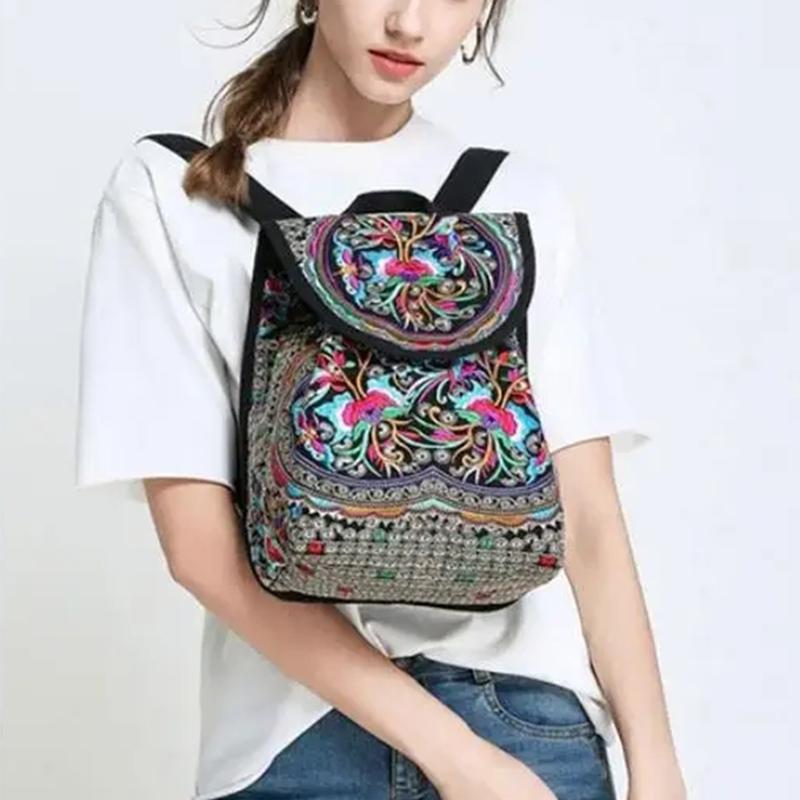 Новая холщовая сумка с вышивкой в ​​этническом стиле Юньнань, сумка для взрослых и детей, школьная сумка, женский рюкзак с вышивкой на плечо