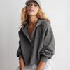 Women's Cropped Sweatshirt Loose Long Sleeve V Neck Hoodies Casual Hooded Pullover Crop Workout Top