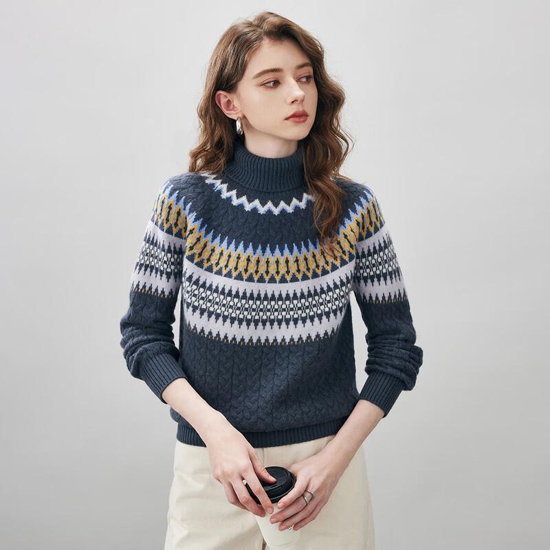 Женский джемпер Komomoka, 100% шерсть, жаккардовый узор Fair Isle, с лацканами