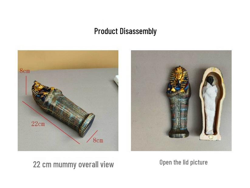 Cross-Border Egyptian Mummy Pyramid Figurine - Pharaoh Coffin Souvenir Craft Ornament