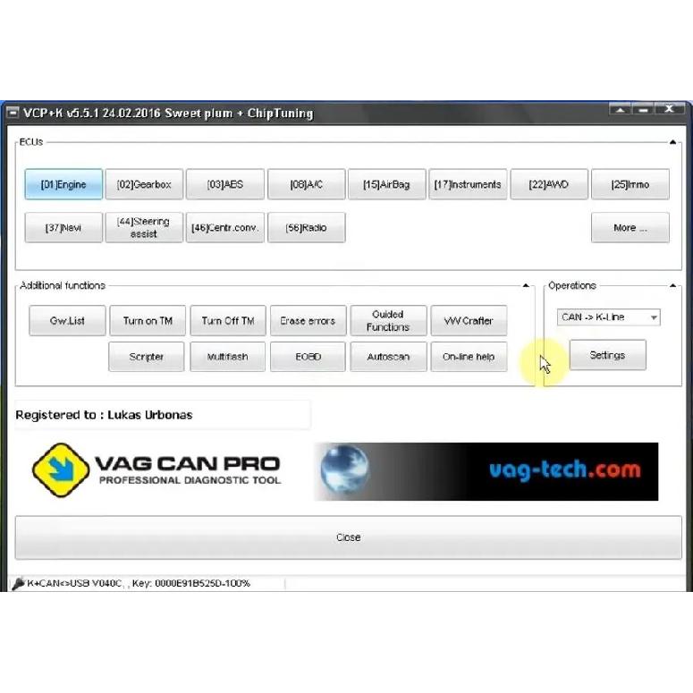 VCP VAG CAN PRO V5.5.1 K-line OBD 2 OBD2 Car Diagnostic Auto Tool FTDI VCP CAN PRO Scanner Cable For VAG K line CAN BUS Cable