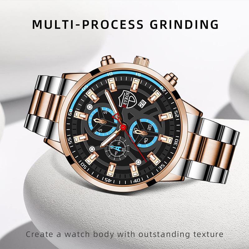 Large Dial Watch Men's Watch Stainless Steel with Quartz Watch Fashion Men's Calendar Watch Student Watch Sports Watch