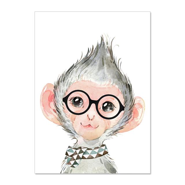 Мультфильм Забавное животное Слон Тигр Обезьяна Детские Плакаты и Принты Настенное Искусство Картина На Холсте Настенные Картины Детская Комната Декор Без Рамки