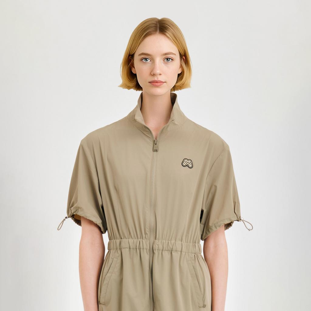 MARTINE GOLF Вязаный эластичный цельный костюм_Бежевый